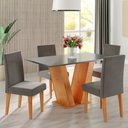 Ver imagem 1 de Mesa de Jantar 4 Lugares Felicity Vênus Mel/cinza Brilho/veludo Grafite - Viero Móveis