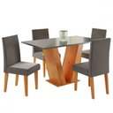 Ver imagem 2 de Mesa de Jantar 4 Lugares Felicity Vênus Mel/cinza Brilho/veludo Grafite - Viero Móveis
