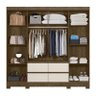 Guarda Roupa Casal Belém 8 Portas e 4 Gavetas com Espelho Castanho Wood/off White - Pr Móveis - 5