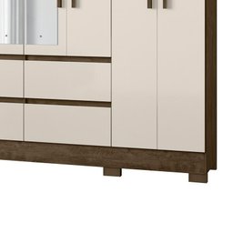 Guarda Roupa Casal Belém 8 Portas e 4 Gavetas com Espelho Castanho Wood/off White - Pr Móveis - 4