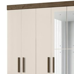 Guarda Roupa Casal Belém 8 Portas e 4 Gavetas com Espelho Castanho Wood/off White - Pr Móveis - 3