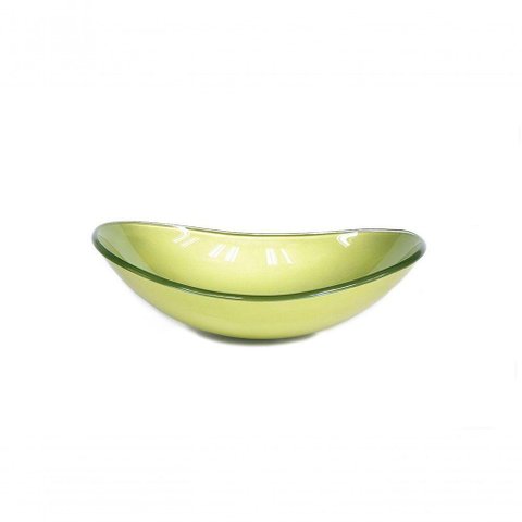 Cuba de Vidro Oval 47cm Verde Oliva