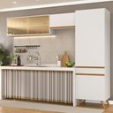 Ver imagem 1 de Armário Cozinha Modulada Compacta com Vidros 302cm 3 Peças Veneza Multimóveis Mp2299