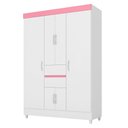 Ver imagem 2 de Jogo de Quarto Roupeiro e Comoda Dresden Branco Rosa