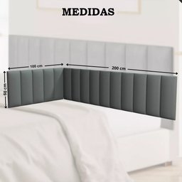 Cabeceira Estofada para Cama de Solteiro em L - 15 Módulos - 2