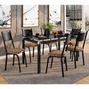 Ver imagem 1 de Conjunto Mesa de Jantar Tubular 151 Malva 6 Lugares Tampo Vidro Temperado Preto Assento Rattan Combo
