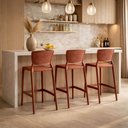Ver mais imagens de Jogo 4 Banquetas Plásticas Tramontina Summa Safira Cadeiras Altas com Encosto Terracota Bancada Bar