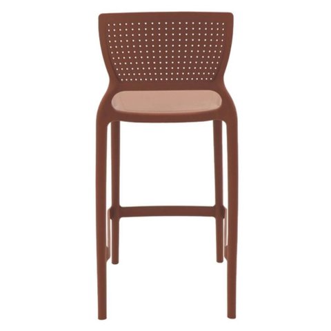 Jogo 4 Banquetas Plásticas Tramontina Summa Safira Cadeiras Altas com Encosto Terracota Bancada Bar