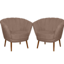 Ver imagem 1 de Kit 02 Poltrona Pétala Flor Decorativa Suede Capuccino