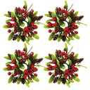 Ver imagem 1 de Kit 4 Porta Guardanapos Decorado Natalino Argola com Folhagens Pinhas e Berries Mesa Posta Natal 10C