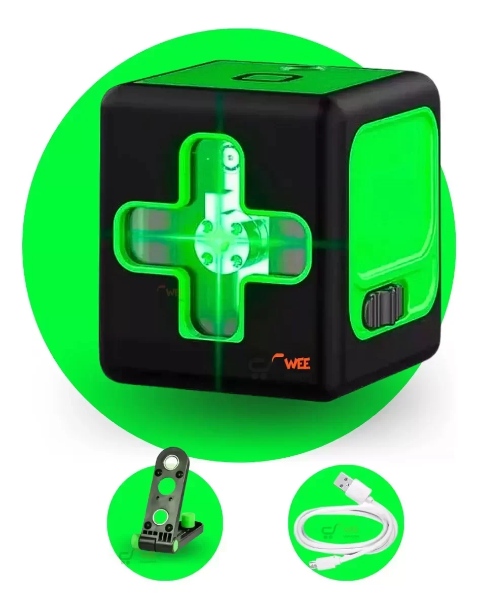 Nível a Laser Verde 20m 2 Linhas Profissional com Suporte