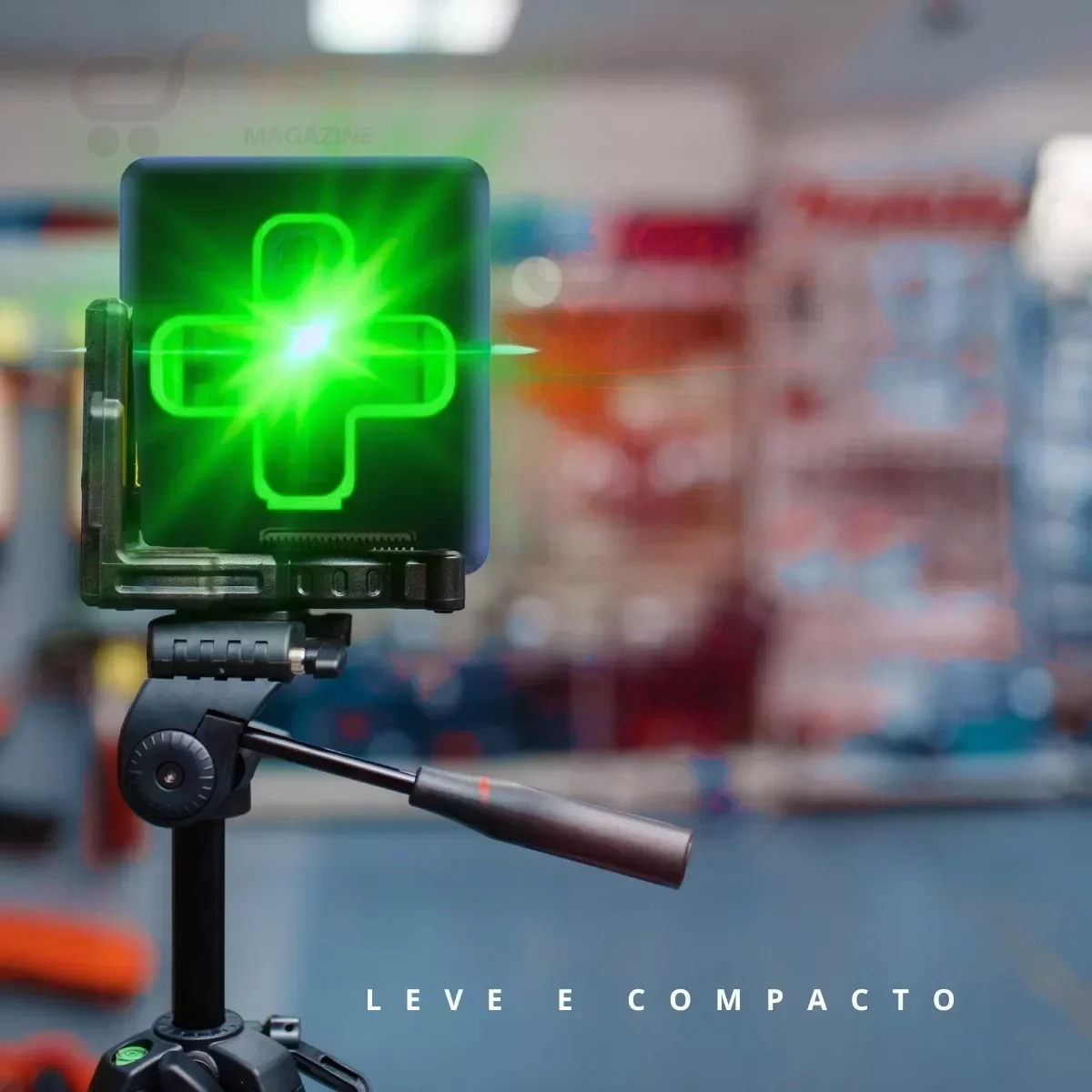 Nível a Laser Verde 20m 2 Linhas Profissional com Suporte - 7