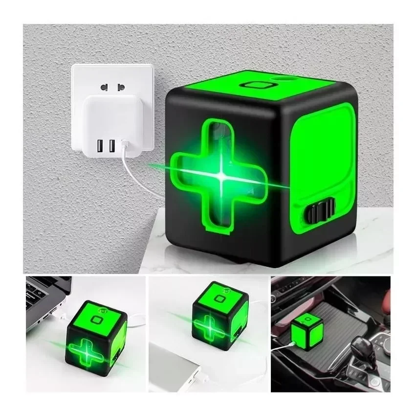 Nível a Laser Verde 20m 2 Linhas Profissional com Suporte - 5
