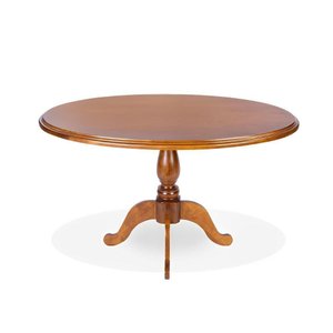 Mesa de Madeira Maciça Oval com Pés Torneados - Imbuia Glazer 135x85 - 4 Lugares
