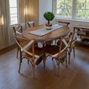 Ver imagem 2 de Mesa de Madeira Maciça Oval com Pés Torneados - Imbuia Glazer 135x85 - 4 Lugares