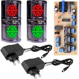 Kit Sinalizador Semaforo Pare Siga Led Controlador Bivolt Fonte - 1