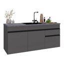 Ver imagem 1 de Balcão de Cozinha Gabinete Pia 150cm 3 Portas 1 Gaveta Suspenso Milano Multimóveis Mp2416 Cinza
