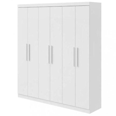 Guarda Roupa Casal Jazz 6 Portas de Bater 3 Gavetas MDP Branco
