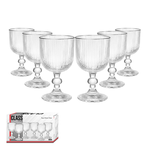 Conjunto 6 Taças de Vidro Stripe Clear - 280ml Class Home