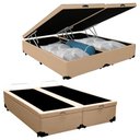 Ver imagem 1 de Cama Box Baú King Bipartido Sintético Bege Emth 193x203x40