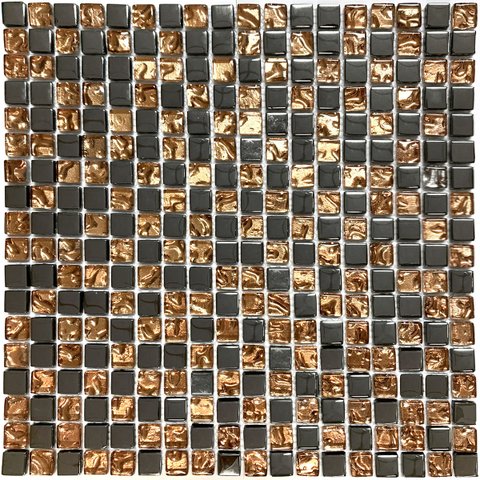 Pastilha de Vidro Pedra Preciosas Cobre para Cozinha 30x30cm