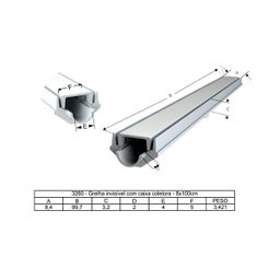 Grelha Invisível Oculta Caixa Coletora Cinza Piscina 100x8cm G.D.A. INDUSTRIA E DISTRIBUIDORA DE FUN - 3