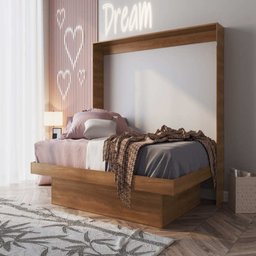 Cama Articulável Casal Latino Vira Mesa de Trabalho Nogal Ce140 Art In Móveis - 1