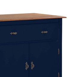 Balcão Buffet Aparador Florença 80cm 2 Portas 1 Gaveta Pés Luiz Xv - Laca Azul Bic/ Imbuia - 3