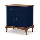 Ver imagem 1 de Balcão Buffet Aparador Florença 80cm 2 Portas 1 Gaveta Pés Luiz Xv - Laca Azul Bic/ Imbuia
