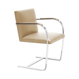 Kit 4 Cadeiras Brno Escritório Couro Sintético Bege Barra Chata Cromada - 3