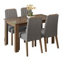 Ver imagem 2 de Conjunto Sala de Jantar Tampo de Vidro 4 Cadeiras Rustic/Silver Pétala Madesa