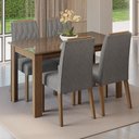 Ver imagem 1 de Conjunto Sala de Jantar Tampo de Vidro 4 Cadeiras Rustic/Silver Pétala Madesa