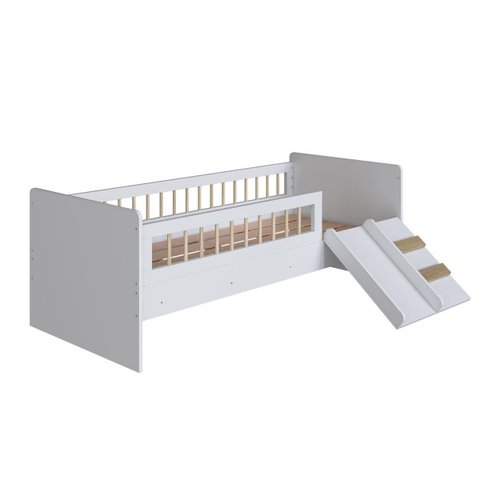 Cama Montessoriana Linha Affetto Solteiro Escada Escorrega Branco