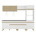 Ver imagem 7 de Armário de Cozinha Completa 252cm com Leds Veneza Up Multimóveis V2037 Branco/dourado