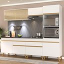 Ver imagem 3 de Armário de Cozinha Completa 252cm com Leds Veneza Up Multimóveis V2037 Branco/dourado