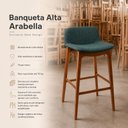 Ver imagem 5 de Banqueta Alta Arabella Madeira Maciça Estofada Encosto Curvo Linho Verde - Desk Design