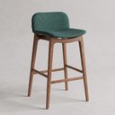 Ver imagem 1 de Banqueta Alta Arabella Madeira Maciça Estofada Encosto Curvo Linho Verde - Desk Design