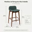 Ver imagem 4 de Banqueta Alta Arabella Madeira Maciça Estofada Encosto Curvo Linho Verde - Desk Design