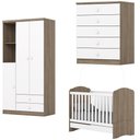 Ver imagem 1 de Berco Mini Cama e Guarda Roupa 2 P 2 G Bala de Menta Rustico Branco Henn