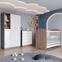 Ver imagem 2 de Berco Mini Cama e Guarda Roupa 2 P 2 G Bala de Menta Rustico Branco Henn