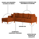 Ver imagem 3 de Sofá 4 Lugares Beny com Chaise Esquerdo Suede Terracota