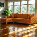 Ver imagem 1 de Sofá 4 Lugares Beny com Chaise Esquerdo Suede Terracota