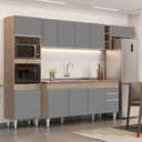 Ver imagem 2 de Armário de Cozinha Modulada 5 Peças CP18 com Pia Inox Castanho/Cinza - Lumil Lumil Móveis