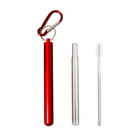 Canudo de Inox Chaveiro Retrátil:vermelho - 1