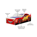 Ver imagem 2 de Cama Carro de Solteiro com Proteção Lateral de Mdf Adesivada Mcqueen Vermelho + Colchão D20