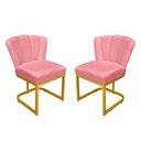 Ver imagem 1 de Kit Cadeira Pétala Veludo Rosa Base de Ferro Dourada - Belliv Decor