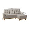 Sofá Premium com Chaise Base Madeira Maciça Ibiza 2,10 M Veludo Bege - 3
