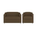 Ver imagem 1 de Kit Sofá Namoradeira + Poltrona Tilla Recepção Sala Tecido Suede Cor:Marrom