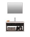 Ver imagem 2 de Gabinete Nicho Suspenso com Espelheira para Banheiro com Lavatório Beta Branco com Marmorizado