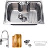 Cuba para cozinha gourmet pia aço inox 304 com acessórios tábua de corte Borari e Torneira - 1